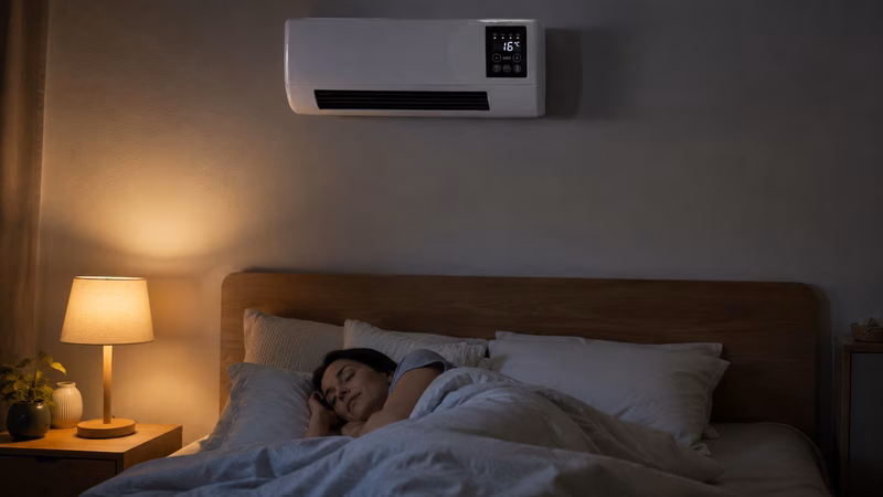 Une femme dormant paisiblement dans son lit avec une brise fraîche et douce.